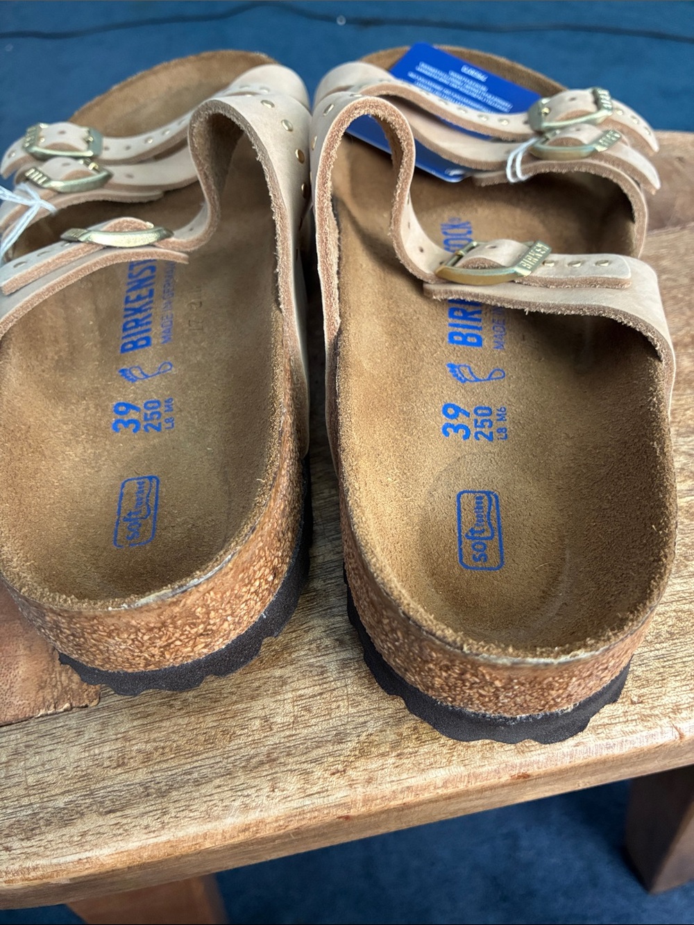 NEW! Birkenstock Franca leather sandals with injected rivets in sandcastle - Picture 10 of 14